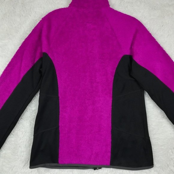 Fila Sport Womens Jacket Fleece Faux Fur Purple Black Full Zip Pockets Front M - Picture 8 of 12